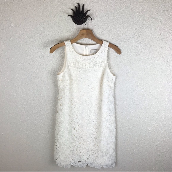 LOFT Dresses & Skirts - LOFT cream lace floral shift dress, size 4P